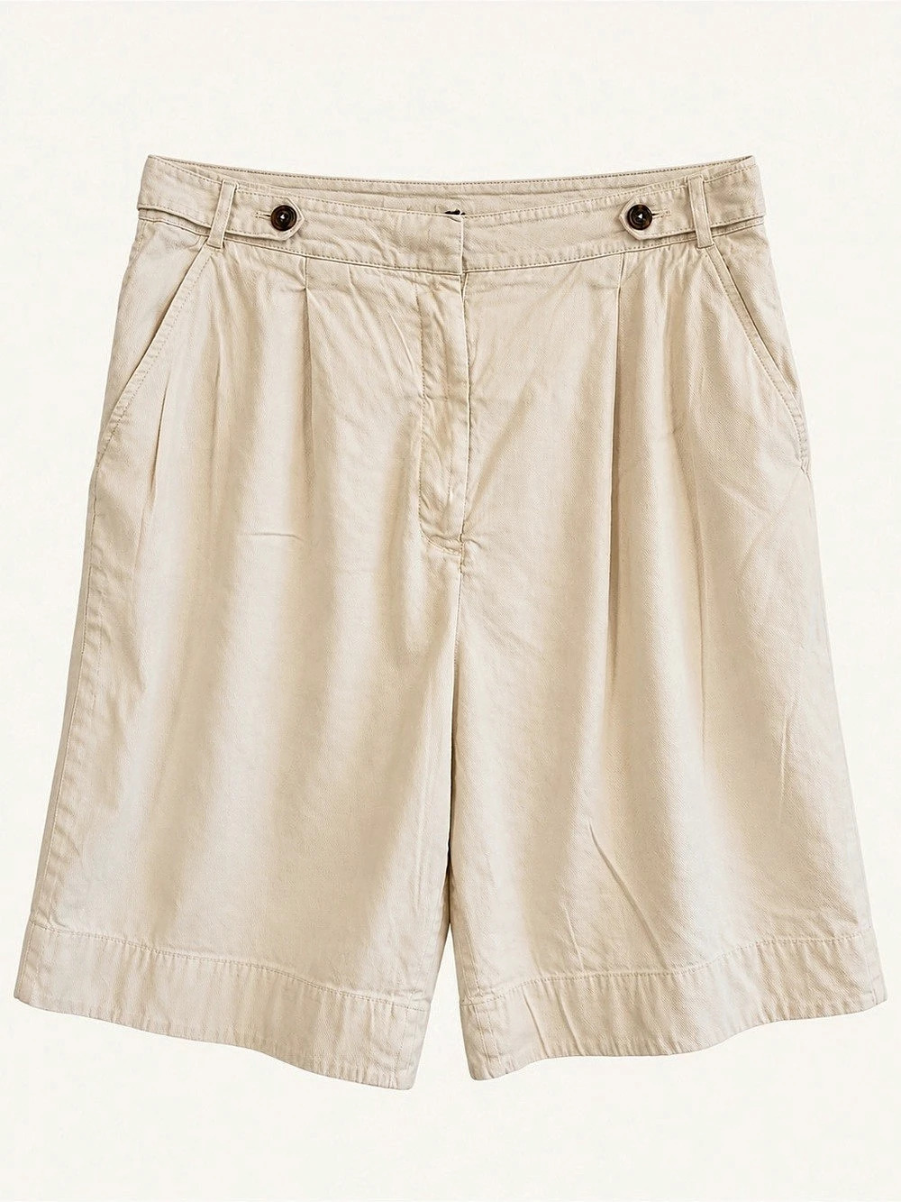 Maeve Avery Pleated Shorts Bermuda Shorts Cream 14